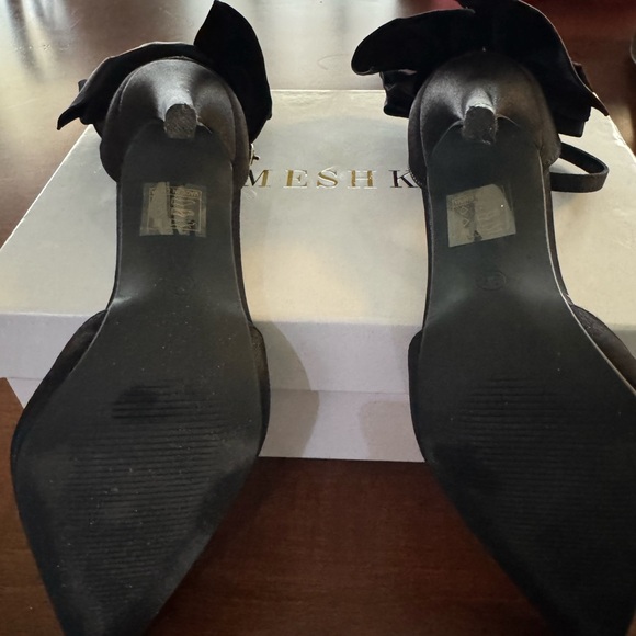 Meshki Black Satin Bow Heel - Picture 7 of 8
